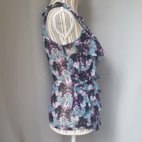 Express nylon paisley tank in purple, black, and t - Picture 4 of 5